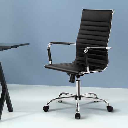 Artiss Office Chair Conference Chairs PU Leather High Back Black Furniture Kings Warehouse 
