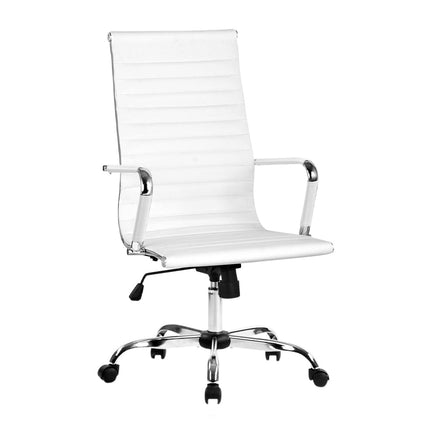 Artiss Office Chair Conference Chairs PU Leather High Back White Furniture Kings Warehouse 