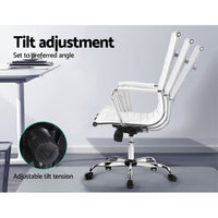 Artiss Office Chair Conference Chairs PU Leather High Back White Furniture Kings Warehouse 