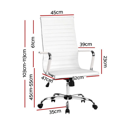 Artiss Office Chair Conference Chairs PU Leather High Back White Furniture Kings Warehouse 