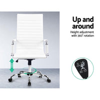 Artiss Office Chair Conference Chairs PU Leather High Back White Furniture Kings Warehouse 