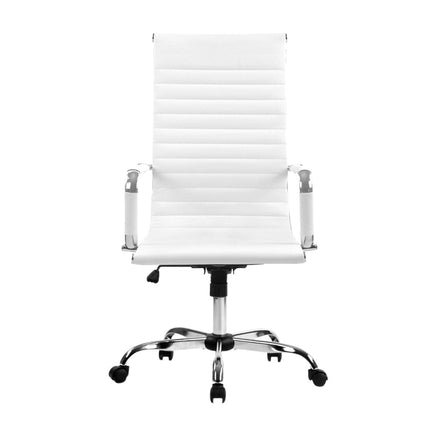 Artiss Office Chair Conference Chairs PU Leather High Back White Furniture Kings Warehouse 