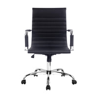 Artiss Office Chair Conference Chairs PU Leather Mid Back Black Furniture Kings Warehouse 