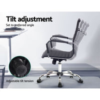 Artiss Office Chair Conference Chairs PU Leather Mid Back Black Furniture Kings Warehouse 