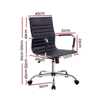 Artiss Office Chair Conference Chairs PU Leather Mid Back Black Furniture Kings Warehouse 