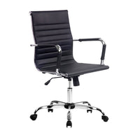 Artiss Office Chair Conference Chairs PU Leather Mid Back Black Furniture Kings Warehouse 