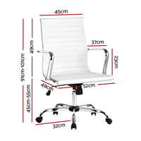 Artiss Office Chair Conference Chairs PU Leather Mid Back White Furniture Kings Warehouse 