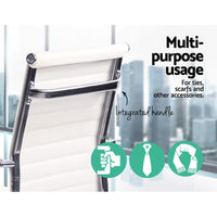 Artiss Office Chair Conference Chairs PU Leather Mid Back White Furniture Kings Warehouse 