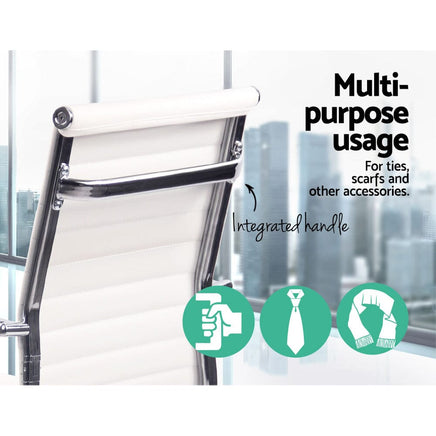 Artiss Office Chair Conference Chairs PU Leather Mid Back White Furniture Kings Warehouse 