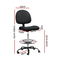 Artiss Office Chair Drafting Stool Fabric Chairs Black Furniture Kings Warehouse 
