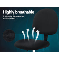 Artiss Office Chair Drafting Stool Fabric Chairs Black Furniture Kings Warehouse 