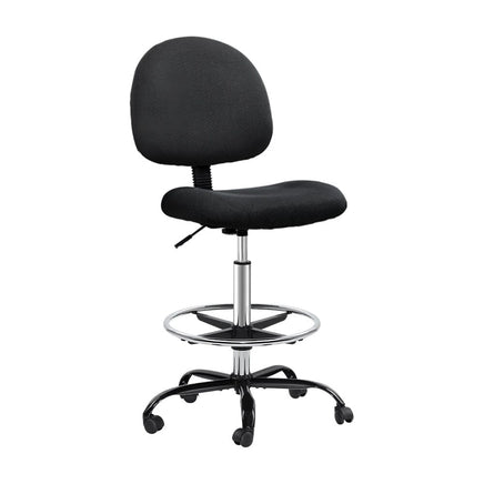 Artiss Office Chair Drafting Stool Fabric Chairs Black Furniture Kings Warehouse 