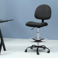 Artiss Office Chair Drafting Stool Fabric Chairs Black Furniture Kings Warehouse 