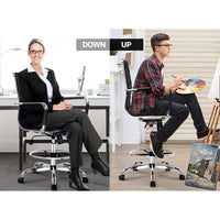 Artiss Office Chair Drafting Stool Leather Chairs Black Furniture Kings Warehouse 