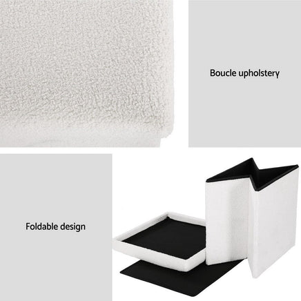 Artiss Ottoman Storage Foot Stool Vanity Square Teddy Furniture Kings Warehouse 