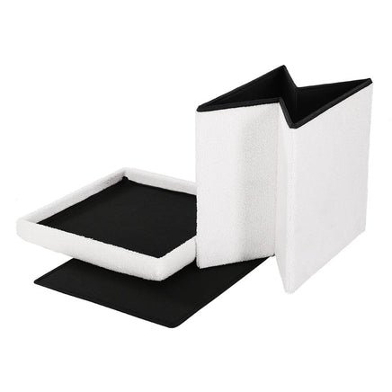 Artiss Ottoman Storage Foot Stool Vanity Square Teddy Furniture Kings Warehouse 