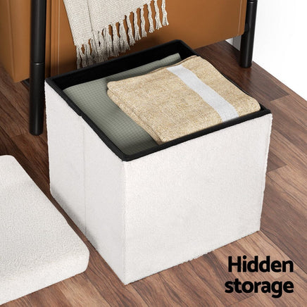 Artiss Ottoman Storage Foot Stool Vanity Square Teddy Furniture Kings Warehouse 