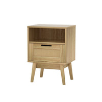 Artiss Rattan Bedside Table 1 Drawer with Shelf - REI Oak Furniture Kings Warehouse 