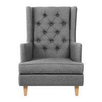 Artiss Rocking Armchair Feeding Chair Linen Fabric Armchairs Lounge Retro Grey End of Year Clearance Sale Kings Warehouse 