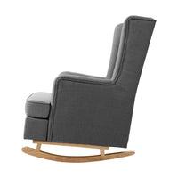 Artiss Rocking Armchair Feeding Chair Linen Fabric Armchairs Lounge Retro Grey End of Year Clearance Sale Kings Warehouse 