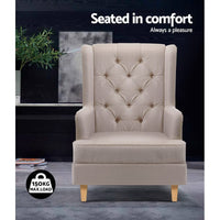 Artiss Rocking Chair Armchair Linen Fabric Beige Gaia Furniture Kings Warehouse 