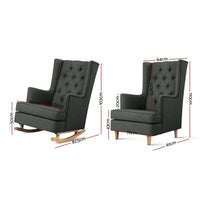 Artiss Rocking Chair Armchair Linen Fabric Charcoal Gaia Furniture Kings Warehouse 