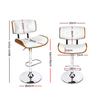 Artiss Set of 2 Wooden Gas Lift Bar Stool - White and Chrome End of Year Clearance Sale Kings Warehouse 