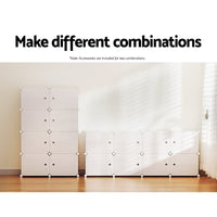 Artiss Shoe Box DIY Set of 8 Storage Cube Stackable White Furniture Kings Warehouse 