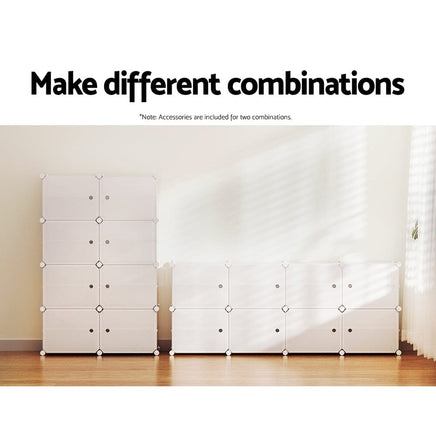 Artiss Shoe Box DIY Set of 8 Storage Cube Stackable White Furniture Kings Warehouse 