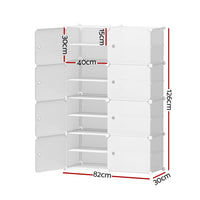 Artiss Shoe Box DIY Set of 8 Storage Cube Stackable White Furniture Kings Warehouse 