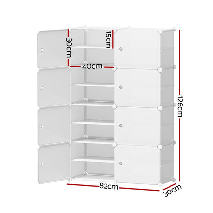 Artiss Shoe Box DIY Set of 8 Storage Cube Stackable White Furniture Kings Warehouse 
