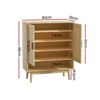 Artiss Shoe Cabinet Rattan Shoes Storage Rack Organiser Wooden Cupboard Shelf KingsWarehouse 