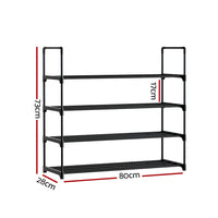 Artiss Shoe Rack 4-tier 16 Pairs Stackable Black Furniture Kings Warehouse 