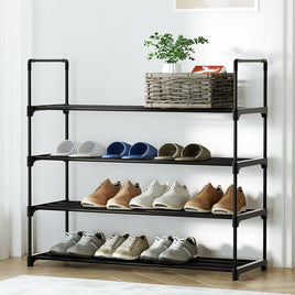 Artiss Shoe Rack 4-tier 16 Pairs Stackable Black Furniture Kings Warehouse