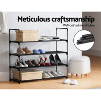 Artiss Shoe Rack 4-tier 16 Pairs Stackable Black Furniture Kings Warehouse 