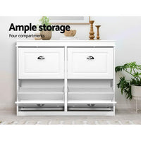 Artiss Shoe Rack Cabinet 16 Pairs 4-tier White Paul Furniture Kings Warehouse 