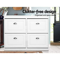 Artiss Shoe Rack Cabinet 16 Pairs 4-tier White Paul Furniture Kings Warehouse 