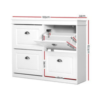 Artiss Shoe Rack Cabinet 16 Pairs 4-tier White Paul Furniture Kings Warehouse 