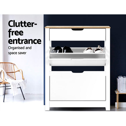 Artiss Shoe Rack Cabinet 16 Pairs White Ana Furniture Kings Warehouse 