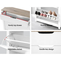 Artiss Shoe Rack Cabinet 16 Pairs White Ana Furniture Kings Warehouse 