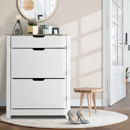 Artiss Shoe Rack Cabinet 16 Pairs White Ana Furniture Kings Warehouse 