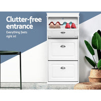 Artiss Shoe Rack Cabinet 18 Pairs 3-tier White Sena Furniture Kings Warehouse 