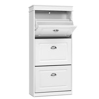 Artiss Shoe Rack Cabinet 18 Pairs 3-tier White Sena Furniture Kings Warehouse 