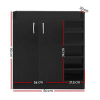 Artiss Shoe Rack Cabinet 21 Pairs Adjustable Shelves Black Clair Furniture Kings Warehouse 