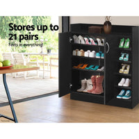 Artiss Shoe Rack Cabinet 21 Pairs Adjustable Shelves Black Clair Furniture Kings Warehouse 