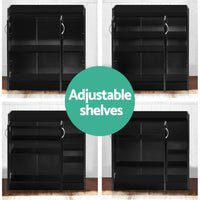 Artiss Shoe Rack Cabinet 21 Pairs Adjustable Shelves Black Clair Furniture Kings Warehouse 