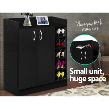 Artiss Shoe Rack Cabinet 21 Pairs Adjustable Shelves Black Clair Furniture Kings Warehouse 