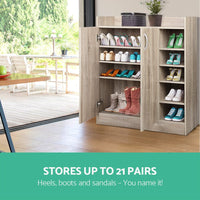 Artiss Shoe Rack Cabinet 21 Pairs Adjustable Shelves Pine Clair Furniture Kings Warehouse 