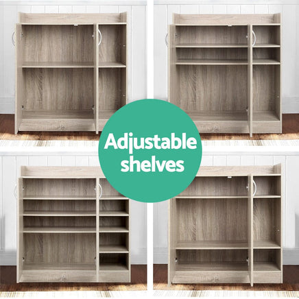 Artiss Shoe Rack Cabinet 21 Pairs Adjustable Shelves Pine Clair Furniture Kings Warehouse 