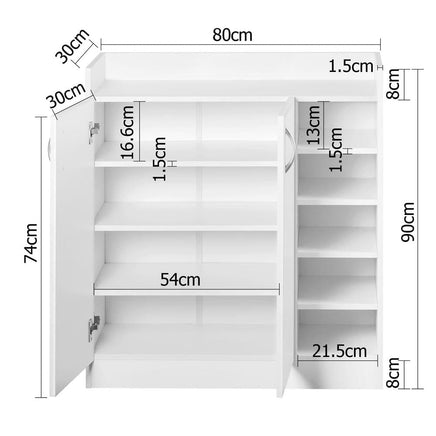 Artiss Shoe Rack Cabinet 21 Pairs Adjustable Shelves White Clair Furniture Kings Warehouse 